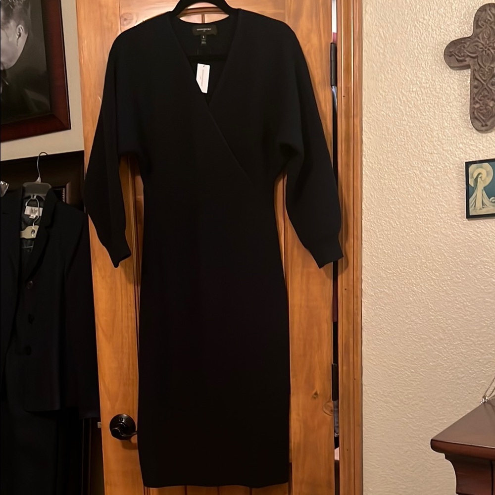 Elegant Navy Blue Sweater Dress